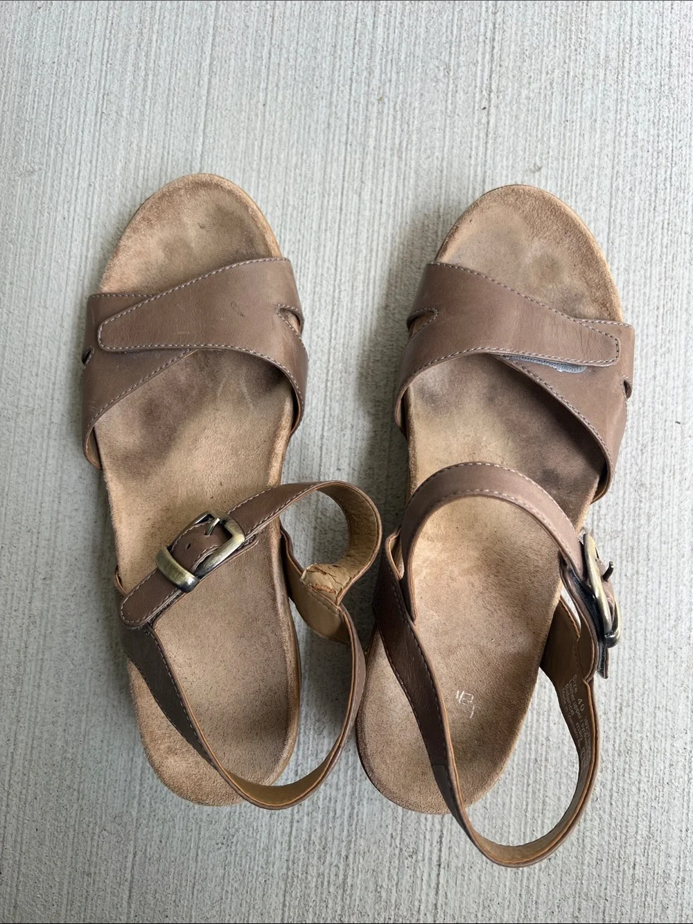 Dansko Laurie Taupe Leather Slingback Wedge Sandals EU 40